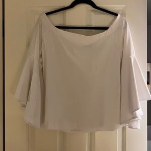 NWT Banana Republic Medium White off the shoulder dress shirt with bell sleeves